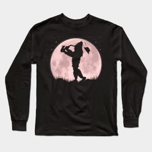 Bigfoot Playing Saxophone Full Moon Long Sleeve T-Shirt